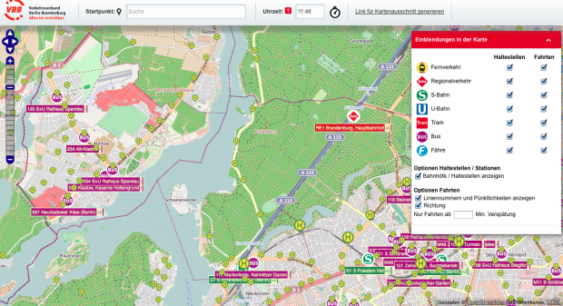 Etwas reingezoomt ist es übersichtlicher. (VBB/cc-by-sa 2.0 Openstreetmap.org/Screenshot: Golem.de)